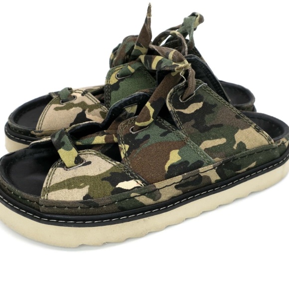 Zara Surplus camouflage gladiator lace up Green and Brown Outdoor Sandals Sz 7.5 - Picture 1 of 9